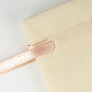 Personalized Velvet Rose Drawstring Pouch – Blush Pink Ribbon – 4" × 5" (10 × 13 cm) - Pamusan.com