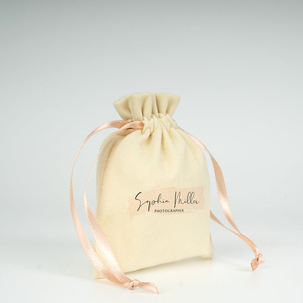 Personalized Velvet Rose Drawstring Pouch – Blush Pink Ribbon – 4" × 5" (10 × 13 cm) - Pamusan.com