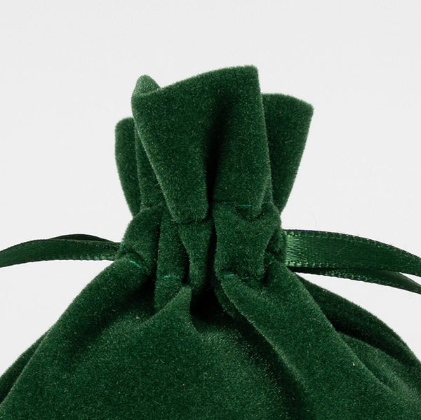Personalized Velvet Rose Drawstring Pouch – Green – 4" × 5" (10 × 13 cm) - Pamusan.com