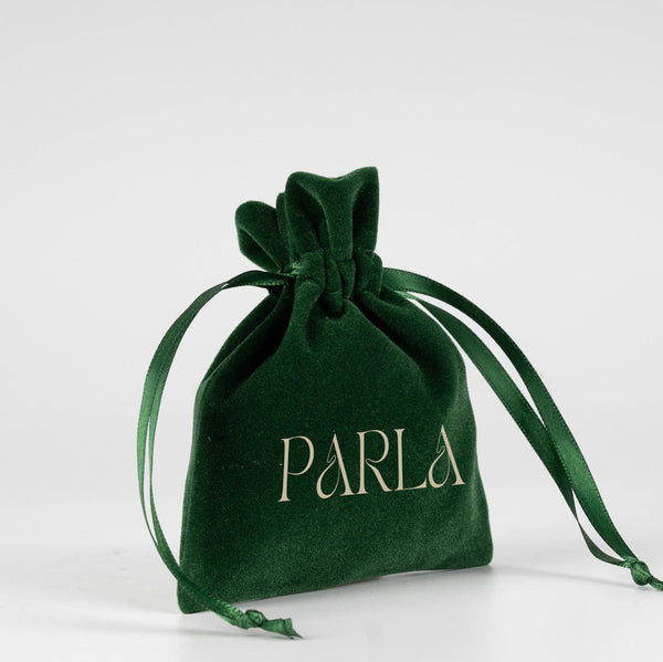 Personalized Velvet Rose Drawstring Pouch – Green – 4" × 5" (10 × 13 cm) - Pamusan.com