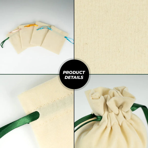 Personalized Velvet Rose Drawstring Pouch – Green Ribbon – 4" × 5" (10 × 13 cm) - Pamusan.com