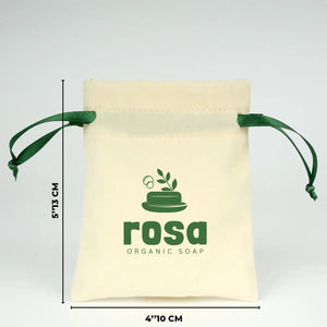 Personalized Velvet Rose Drawstring Pouch – Green Ribbon – 4" × 5" (10 × 13 cm) - Pamusan.com