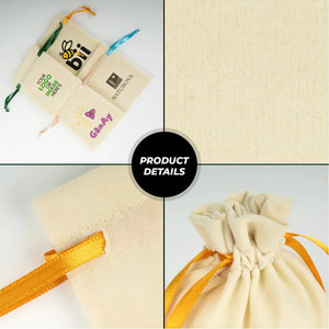 Personalized Velvet Rose Drawstring Pouch – Orange Ribbon – 4" × 5" (10 × 13 cm) - Pamusan.com