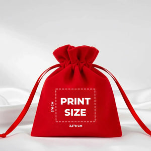 Personalized Velvet Rose Drawstring Pouch – Red – 4" × 5" (10 × 13 cm) - Pamusan.com