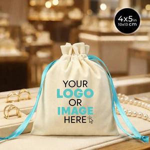 Personalized Velvet Rose Drawstring Pouch – Turquoise Ribbon – 4" × 5" (10 × 13 cm) - Pamusan.com