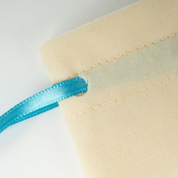 Personalized Velvet Rose Drawstring Pouch – Turquoise Ribbon – 4" × 5" (10 × 13 cm) - Pamusan.com