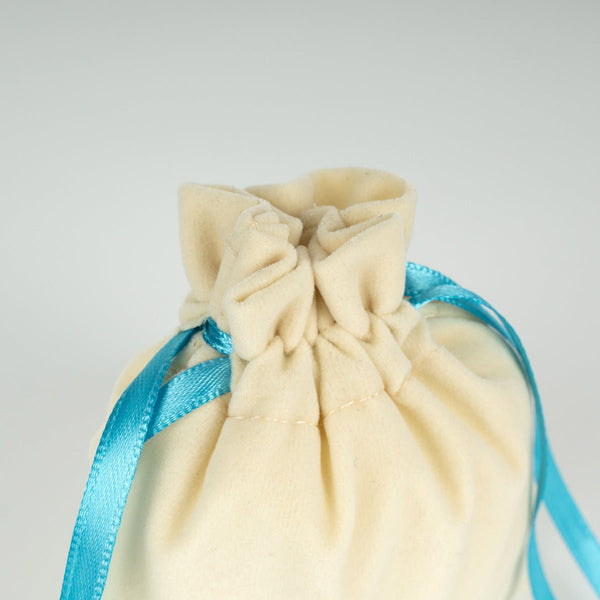 Personalized Velvet Rose Drawstring Pouch – Turquoise Ribbon – 4" × 5" (10 × 13 cm) - Pamusan.com