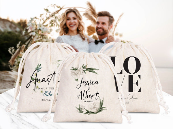 Personalized Wedding Favor Pouches – Custom Bridesmaid Drawstring Bags – Bridal Party Gift Sacks - Pamusan.com