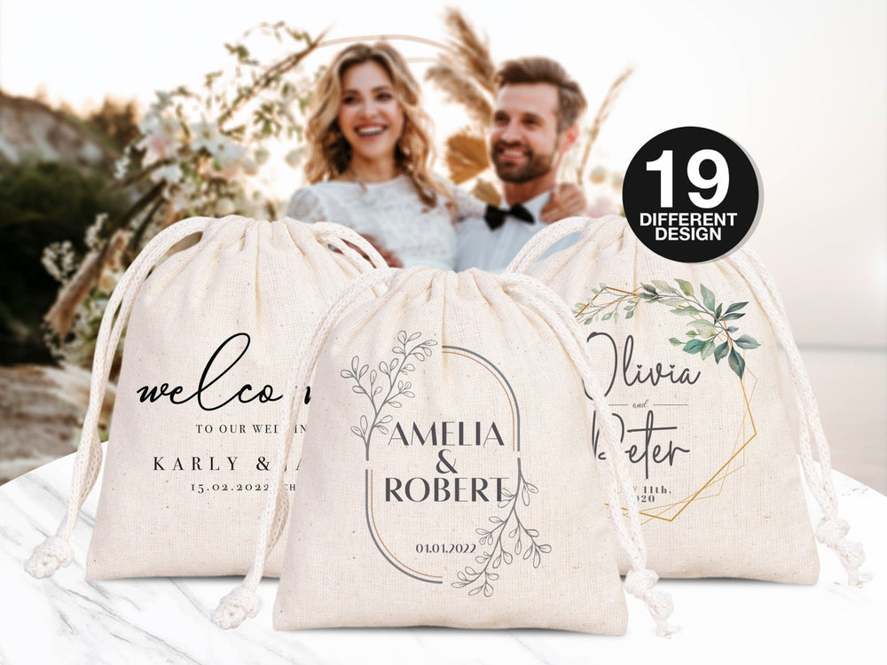 Personalized Wedding Favor Pouches – Custom Bridesmaid Drawstring Bags – Bridal Party Gift Sacks - Pamusan.com