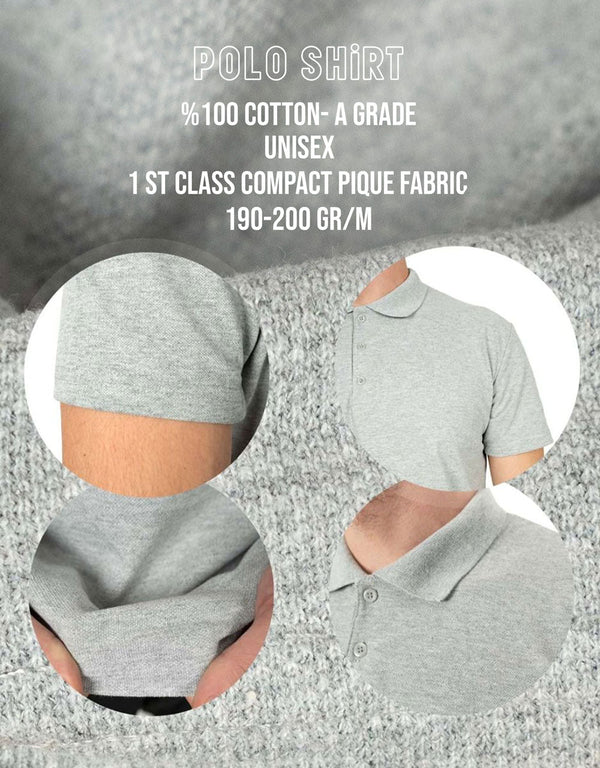 Polo Collar Gray T-Shirt - Print - Pamusan.com