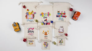 Party Bags For First Birthday,  6"W x 8"H Happy Birthday Custom Name Bags