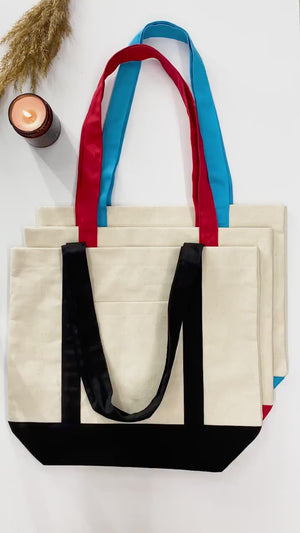 Black Canvas Tote Bag – Large 16x14x5, Eco-Friendly & Reusable