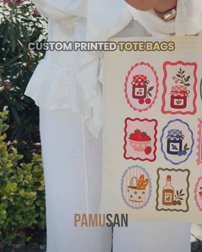 custom short handle gabardine tote bag 12x14