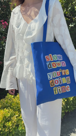 Custom Printed Cotton Tote Bag – Blue – 35 × 40 cm – 6 oz