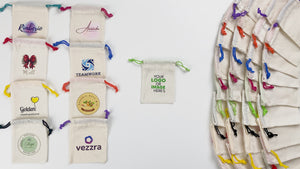 Fabric Pouch 4" W x 5" H (10 cm x 13 cm) - Green Handle (Customize)