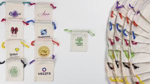 Fabric Pouch 4" W x 5" H (10 cm x 13 cm)  - Red Handle (Customize)