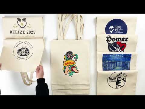 customizable canvas tote bags with logo for corporate events video.