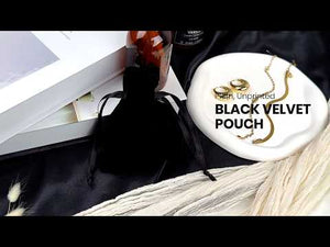 Velvet Rose Drawstring Pouch – Black – 10 × 13 cm