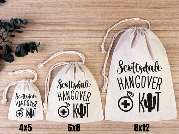 Organic Hangover Recovery Kit Bags for Events - 100% Cotton Drawstring Pouches - Pamusan.com