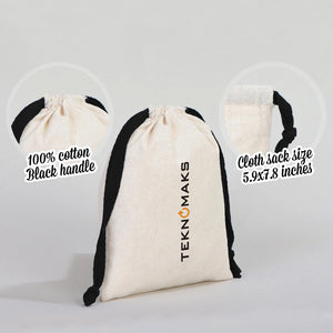 Fabric Pouch 6" W x 8" H (15.5 cm x 20 cm) - Black Handle (Customize) - Pamusan.com