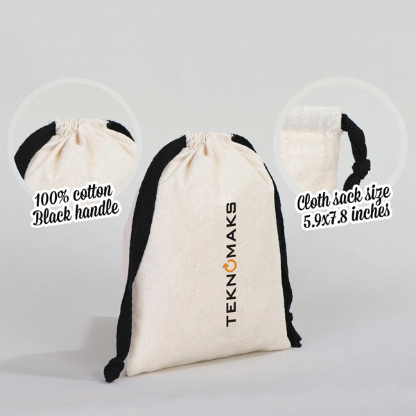 Fabric Pouch 6" W x 8" H (15.5 cm x 20 cm) - Black Handle (Customize) - Pamusan.com
