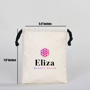 Fabric Pouch 6" W x 8" H (15.5 cm x 20 cm) - Black Handle (Customize) - Pamusan.com