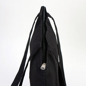 Black bag with a zipper on a white background