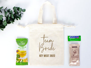 Team Bride Favor Bags 6"x8" – Custom Wedding Recovery & Survival Kit Pouches - Pamusan.com
