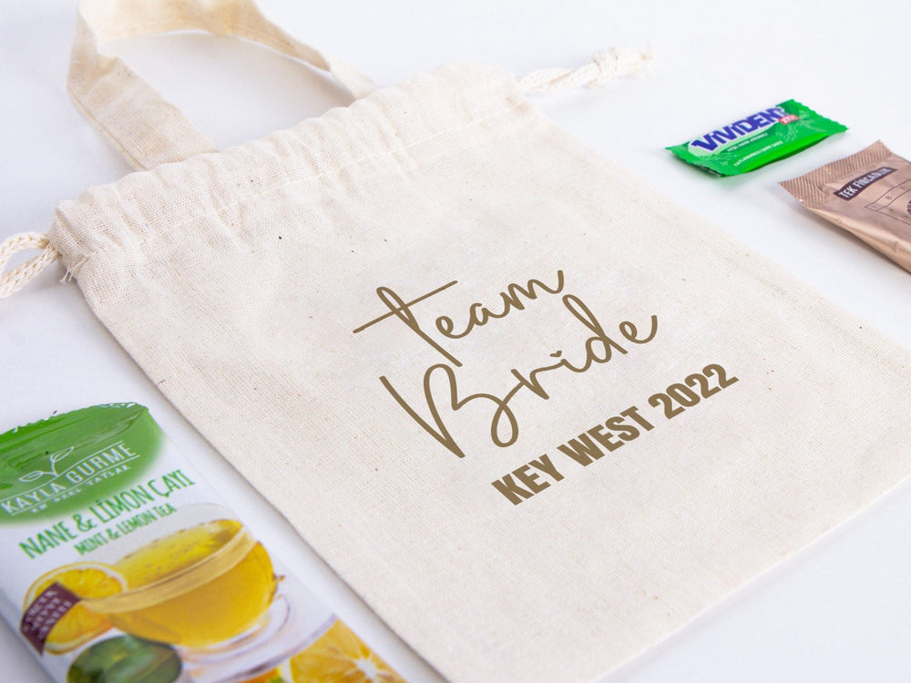 Team Bride Favor Bags 6"x8" – Custom Wedding Recovery & Survival Kit Pouches - Pamusan.com
