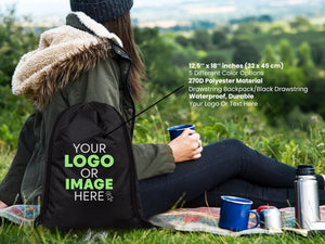 Trick or Treat Drawstring Bags – Black Waterproof Backpack with Spooky Prints - Pamusan.com