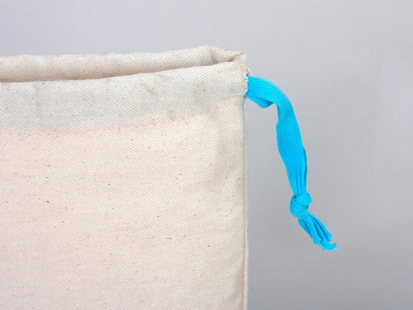 Turquoise Drawstring Custom Muslin Bags 6"W x 8"H  Organic Cotton Pouch Bag, Bridal Shower Bag — custom print | Pamusan