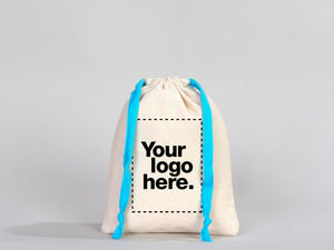 Turquoise Drawstring Custom Muslin Bags 6"W x 8"H  Organic Cotton Pouch Bag, Bridal Shower Bag | Pamusan