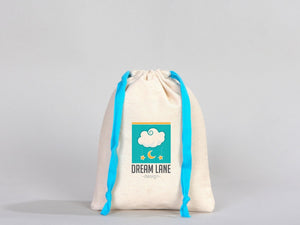 Turquoise Drawstring Custom Muslin Bags 6"W x 8"H  Organic Cotton Pouch Bag, Bridal Shower Bag — custom print | Pamusan
