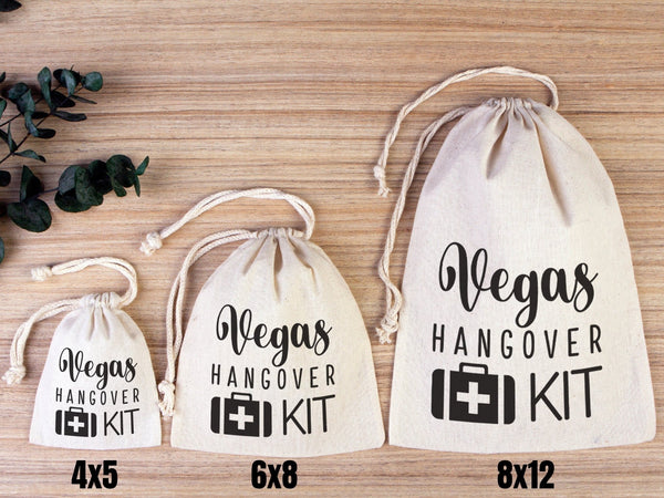 Vegas Hangover Kit Bags – Personalized Cotton Drawstring Party Favor Pouches - Pamusan.com