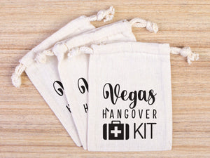 Vegas Hangover Kit Bags – Personalized Cotton Drawstring Party Favor Pouches - Pamusan.com