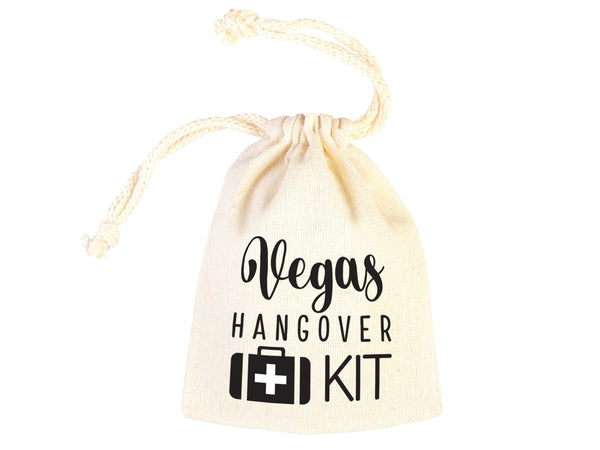 Vegas Hangover Kit Bags – Personalized Cotton Drawstring Party Favor Pouches - Pamusan.com