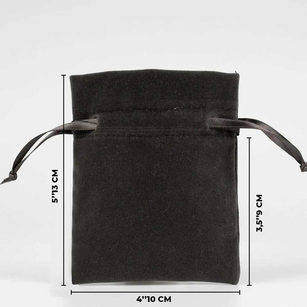 Velvet Rose Drawstring Pouch – Anthracite – 4" × 5" (10 × 13 cm) - Pamusan.com