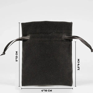 Velvet Rose Drawstring Pouch – Anthracite – 4" × 5" (10 × 13 cm) - Pamusan.com