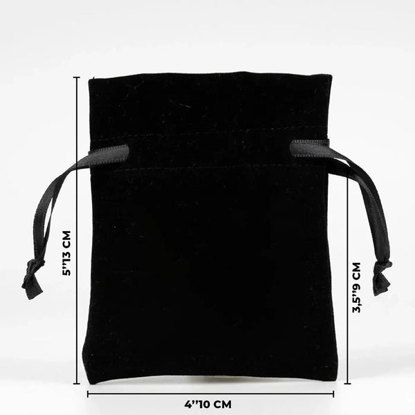 Velvet Rose Drawstring Pouch – Black – 4" × 5" (10 × 13 cm) - Pamusan.com