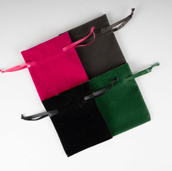 Velvet Rose Drawstring Pouch – Fuchsia – 4" × 5" (10 × 13 cm) - Pamusan.com