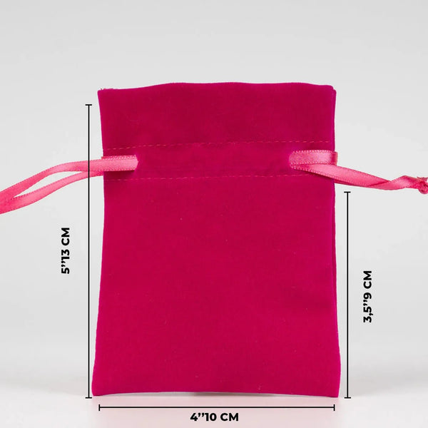 Velvet Rose Drawstring Pouch – Fuchsia – 4" × 5" (10 × 13 cm) - Pamusan.com