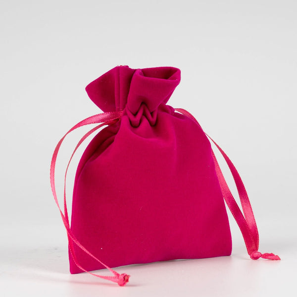 Velvet Rose Drawstring Pouch – Fuchsia – 4" × 5" (10 × 13 cm) - Pamusan.com