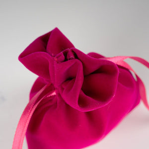 Velvet Rose Drawstring Pouch – Fuchsia – 4" × 5" (10 × 13 cm) - Pamusan.com