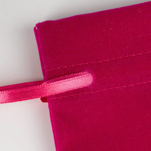 Velvet Rose Drawstring Pouch – Fuchsia – 4" × 5" (10 × 13 cm) - Pamusan.com