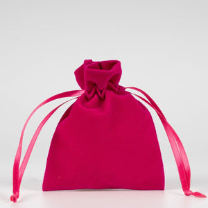 Velvet Rose Drawstring Pouch – Fuchsia – 4" × 5" (10 × 13 cm) - Pamusan.com