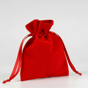 Velvet Rose Drawstring Pouch – Red – 4" × 5" (10 × 13 cm) - Pamusan.com