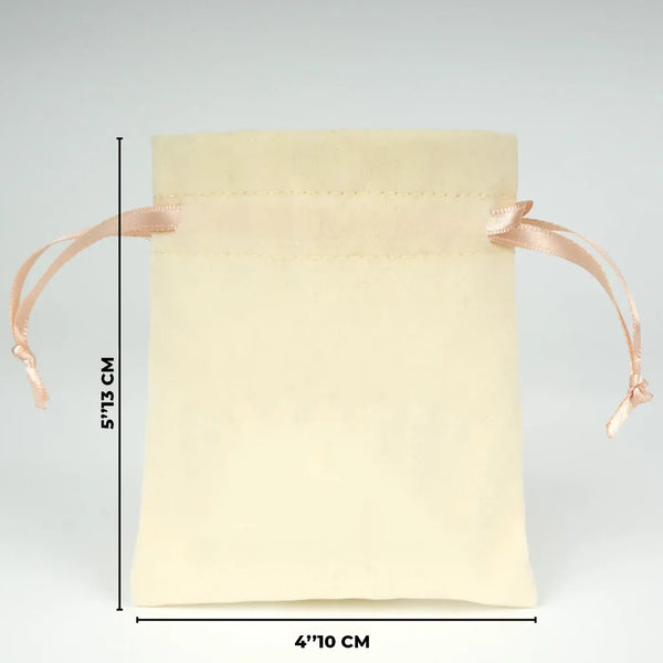 Velvet Rose Drawstring Pouch with Blush Pink Ribbon – 4" × 5" (10 × 13 cm) - Pamusan.com