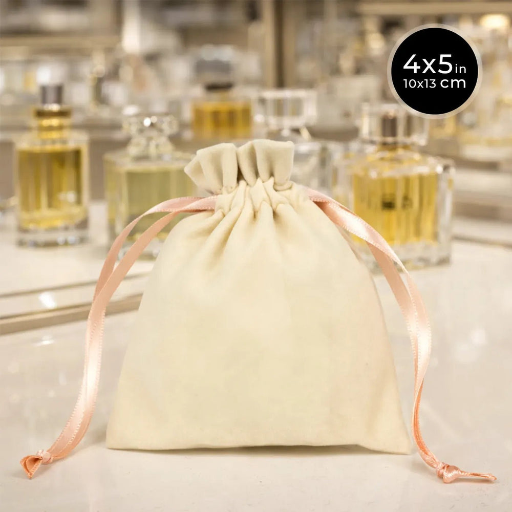 Velvet Rose Drawstring Pouch with Blush Pink Ribbon – 4" × 5" (10 × 13 cm) - Pamusan.com