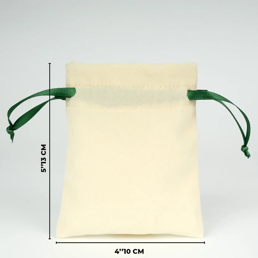 Velvet Rose Drawstring Pouch with Green Ribbon – 4" × 5" (10 × 13 cm) - Pamusan.com