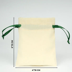 Velvet Rose Drawstring Pouch with Green Ribbon – 4" × 5" (10 × 13 cm) - Pamusan.com